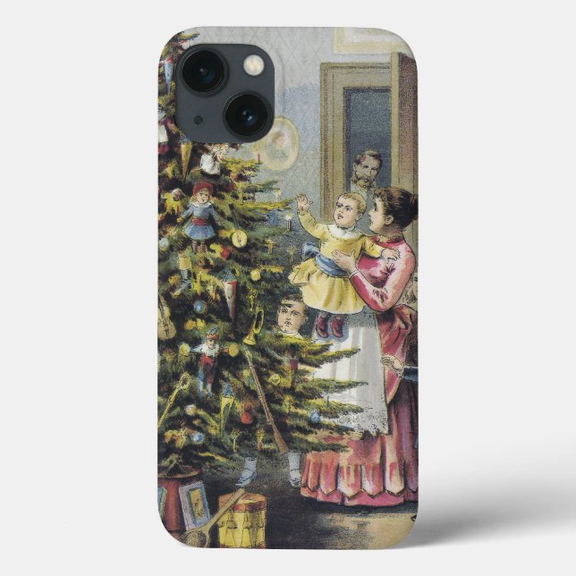 Weihnachten, Viktorianische Familie rund um Baum Case-Mate iPhone Hülle (Rückseite)