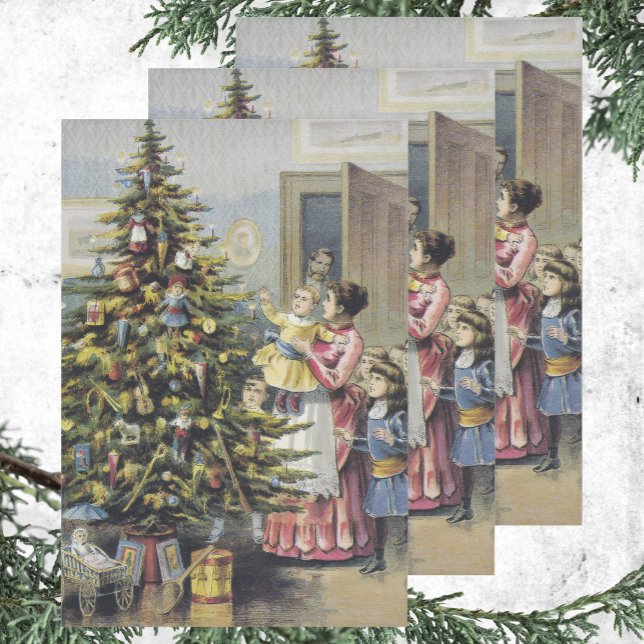 Weihnachten, Viktorianische Familie rund um Baum Geschenkpapier Set (Von Creator hochgeladen)