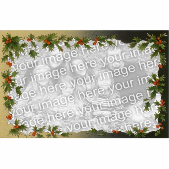 Weihnachten, Viktorianische Holly-Blätter Berries Fotoskulptur Magnet (Vorne)