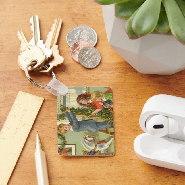 Weihnachten, Viktorianische Kinder dekorieren Schlüsselanhänger (Schreibtisch)