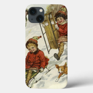 Weihnachten, Viktorianische Kinder Schlittenhund Case-Mate iPhone Hülle