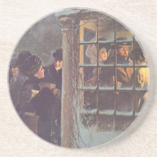 Weihnachten, Viktorianische Leute im Party Getränkeuntersetzer