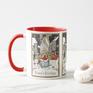 Weihnachten, Viktorianische Leute in der Kirche Tasse