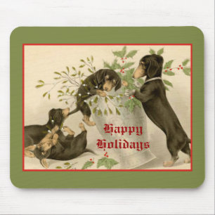 Weihnachten Viktorianische niedliche Dackel Hunde Mousepad
