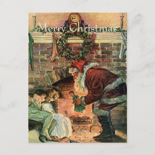 Weihnachten, Viktorianische Weihnachtskinder Feiertagspostkarte (Vorderseite)