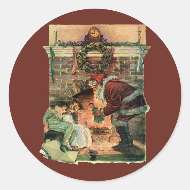 Weihnachten, Viktorianische Weihnachtskinder Runder Aufkleber (Vorderseite)