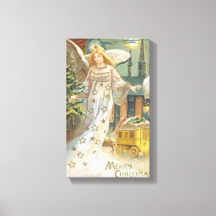 Weihnachten, Viktorianischer Engel mit Baum Leinwanddruck