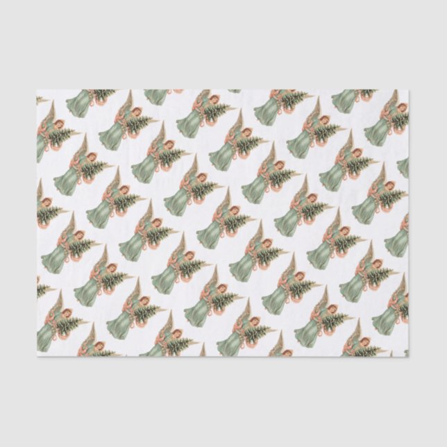 Weihnachten, Viktorianischer Engel mit Baum Seidenpapier (Vorderseite)