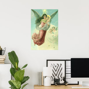 Weihnachten, Viktorianischer Engel mit dem Jungen  Poster