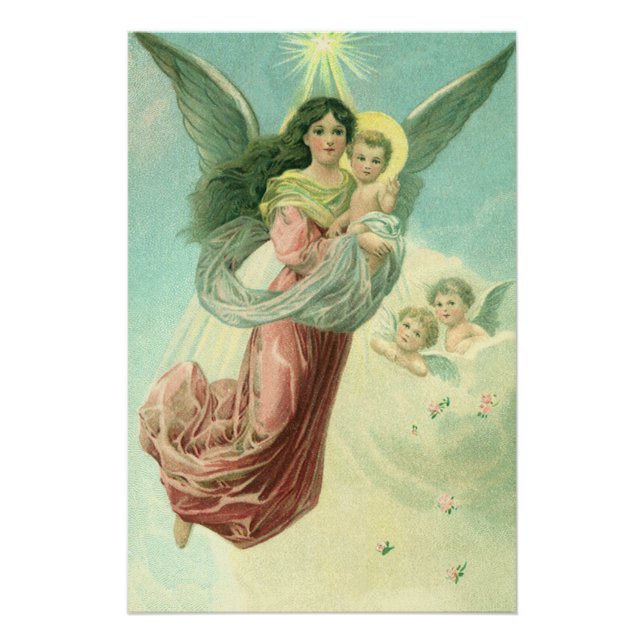 Weihnachten, Viktorianischer Engel mit dem Jungen  Poster (Vorderseite)