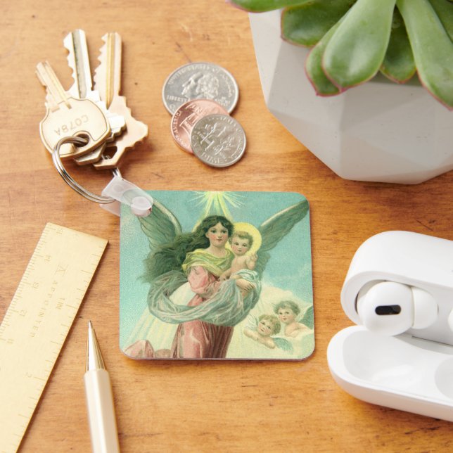 Weihnachten, Viktorianischer Engel mit dem Jungen  Schlüsselanhänger (Schreibtisch)