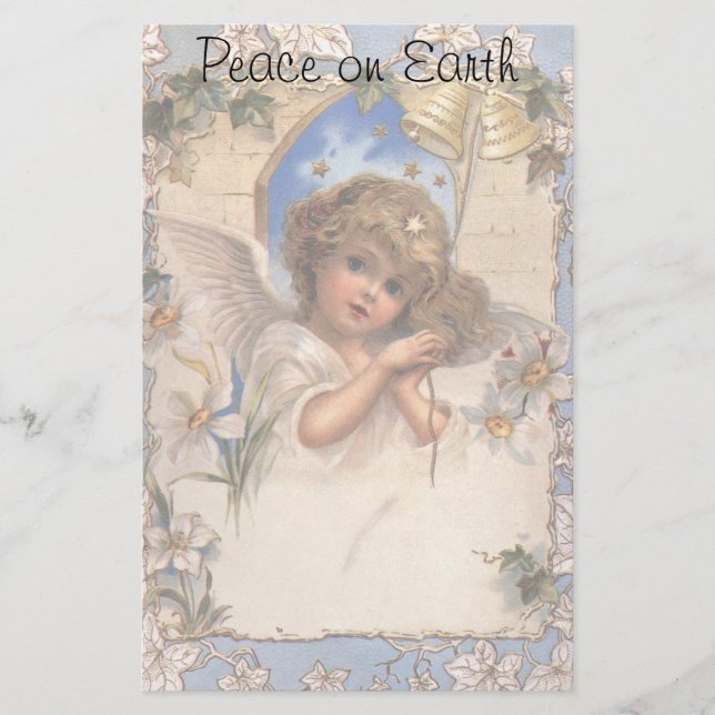 Weihnachten, Viktorianischer Engel mit goldenen Gl Briefpapier (Vorderseite)