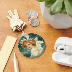 Weihnachten, Viktorianischer Engel mit Goldstern Schlüsselanhänger