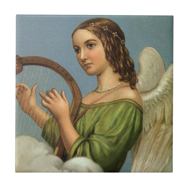 Weihnachten, Viktorianischer Engel mit Musikharte Fliese (Vorderseite)