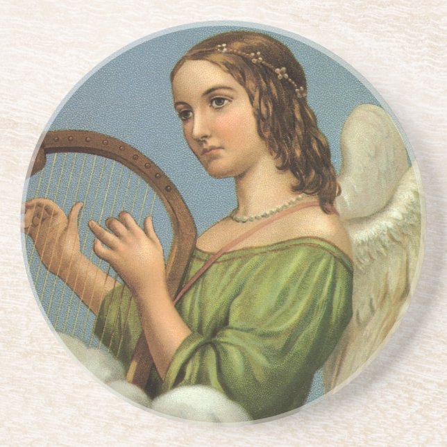 Weihnachten, Viktorianischer Engel mit Musikharte Getränkeuntersetzer (Vorne)