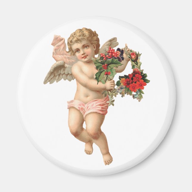 Weihnachten, Viktorianischer Engel und Blumenreath Magnet (Vorne)