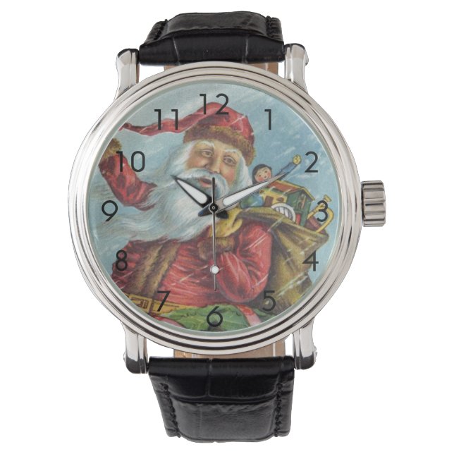 Weihnachten, Viktorianischer Weihnachtsmann auf de Armbanduhr (Vorderseite)