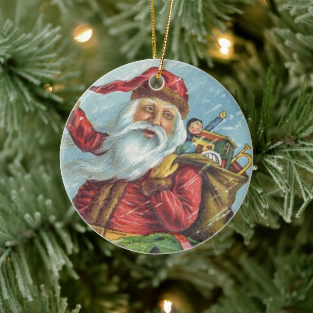 Weihnachten, Viktorianischer Weihnachtsmann auf de Keramik Ornament (Baum)