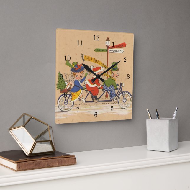 Weihnachten, Viktorianischer Weihnachtsmann auf de Quadratische Wanduhr (Büro)