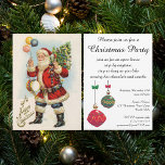 Weihnachten, Viktorianischer Weihnachtsmann Einladung<br><div class="desc">Einfach Weihnachts-Party Einladung anpassen,  fügen Sie einfach Ihre Informationen! Vintage Illustration Weihnachtsfeierdesign mit einem Viktorianischen Weihnachtsbaum,  Ballons und Spielzeugtrommel. Ein frohes Weihnachtsfest!</div>