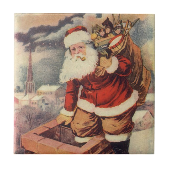 Weihnachten Viktorianischer Weihnachtsmann im Schl Fliese (Vorderseite)