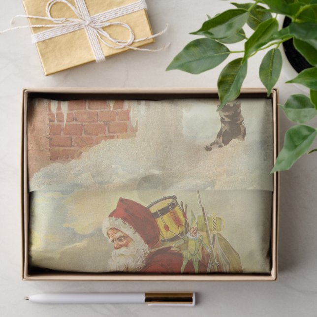 Weihnachten Viktorianischer Weihnachtsmann im Schl Seidenpapier (Geschenk)