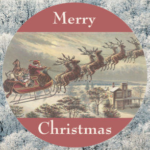 Weihnachten, Viktorianischer Weihnachtsmann im Sle Runder Aufkleber