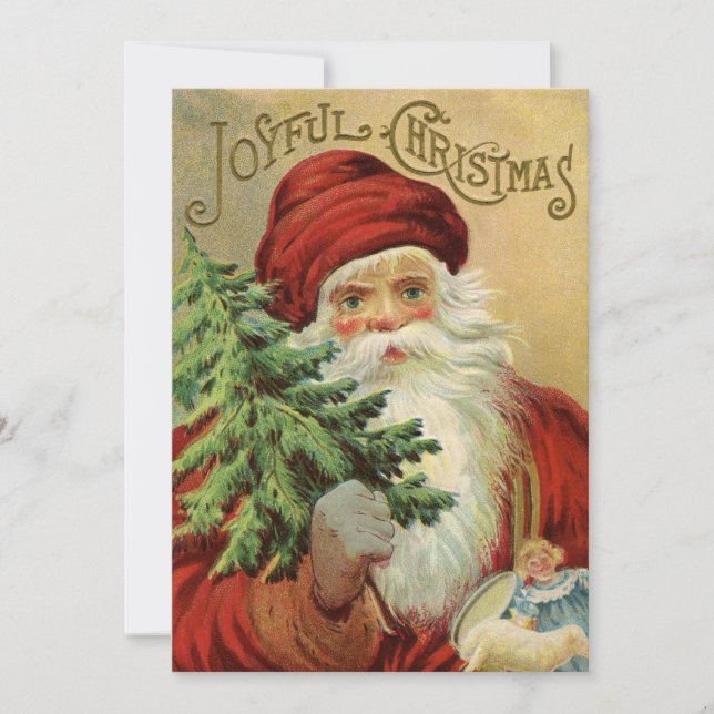 Weihnachten, Viktorianischer Weihnachtsmann mit Ba Einladung (Vorderseite)
