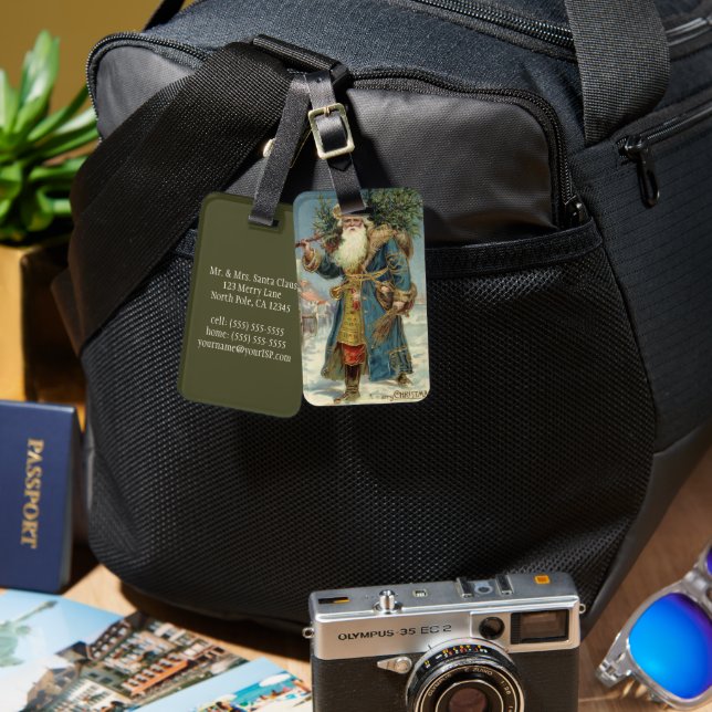 Weihnachten, Viktorianischer Weihnachtsmann mit Ba Gepäckanhänger (Vorderseite & Rückseite)