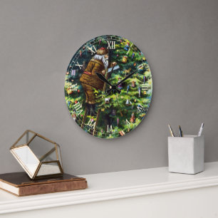Weihnachten, Viktorianischer Weihnachtsmann mit Ba Große Wanduhr