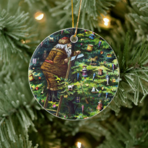 Weihnachten, Viktorianischer Weihnachtsmann mit Ba Keramikornament