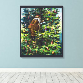 Weihnachten, Viktorianischer Weihnachtsmann mit Ba Leinwanddruck