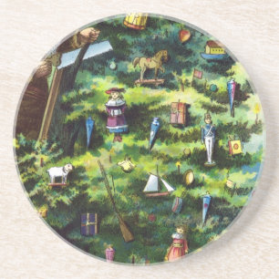 Weihnachten, Viktorianischer Weihnachtsmann mit Ba Sandstein Untersetzer