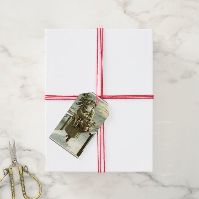 Weihnachten, Viktorianischer Weihnachtsmann mit Sp Geschenkanhänger (Mit Garn)