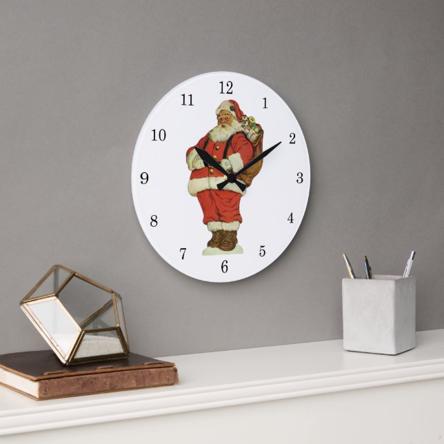 Weihnachten, Viktorianischer Weihnachtsmann mit Sp Große Wanduhr (Büro)