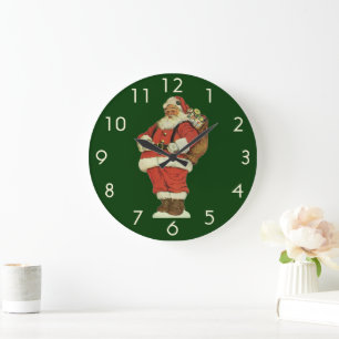 Weihnachten, Viktorianischer Weihnachtsmann mit Sp Große Wanduhr