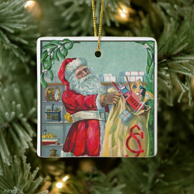 Weihnachten, Viktorianischer Weihnachtsmann mit Sp Keramikornament (Baum)