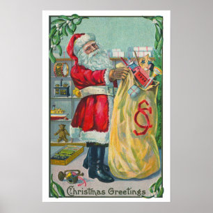 Weihnachten, Viktorianischer Weihnachtsmann mit Sp Poster