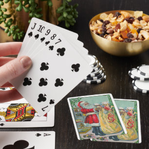 Weihnachten, Viktorianischer Weihnachtsmann mit Sp Spielkarten
