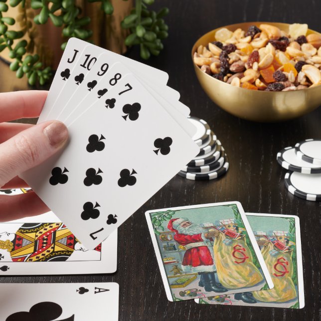 Weihnachten, Viktorianischer Weihnachtsmann mit Sp Spielkarten (In Situ)