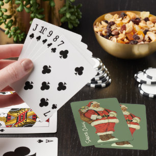 Weihnachten, Viktorianischer Weihnachtsmann mit Sp Spielkarten