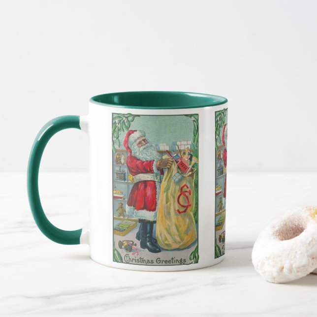 Weihnachten, Viktorianischer Weihnachtsmann mit Sp Tasse (Mit Donut)