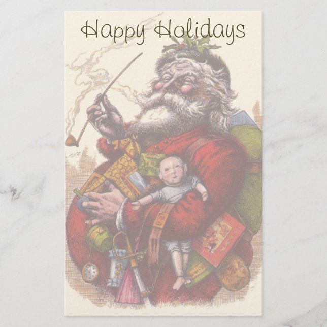 Weihnachten, Viktorianischer Weihnachtsmann Pipe T Briefpapier (Vorderseite)