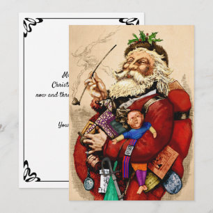 Weihnachten, Viktorianischer Weihnachtsmann Pipe T Einladung