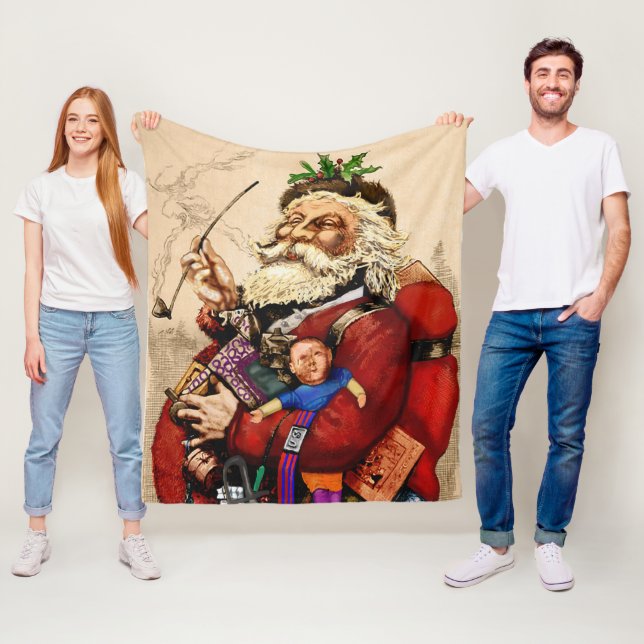 Weihnachten, Viktorianischer Weihnachtsmann Pipe T Fleecedecke (Beispiel)