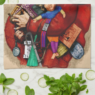 Weihnachten, Viktorianischer Weihnachtsmann Pipe T Geschirrtuch