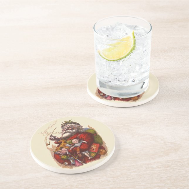 Weihnachten, Viktorianischer Weihnachtsmann Pipe T Getränkeuntersetzer (Seite)