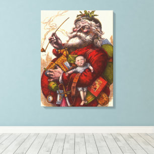 Weihnachten, Viktorianischer Weihnachtsmann Pipe T Leinwanddruck