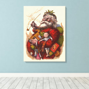 Weihnachten, Viktorianischer Weihnachtsmann Pipe T Leinwanddruck