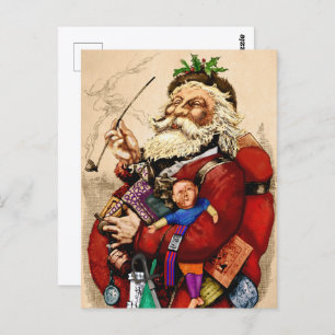 Weihnachten, Viktorianischer Weihnachtsmann Pipe T Postkarte